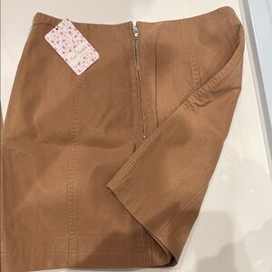Free People Tan Faux Leather Mini Skirt